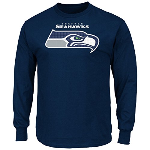 Seattle Seahawks Majestic NFL Critical Victory 2 Men's Long Sleeve Navy T-Shirt von Majestic Athletic