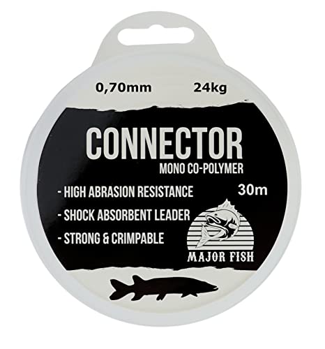 Major Fish Connector Shock Leader Hardmono Schnur Vorfachmaterial 0.70 mm - 50 LB von Major Fish