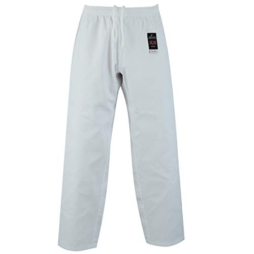 Malino Karate Hose für Kinder, Erwachsene, Männer Kampfkunst Hosen, 7 Unzen Poly-Baumwolle Schwarz/Weiß (2/150, Weiß) von Malino