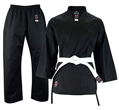 Malino Student Karate Gi, Anzug, Kinder und Erwachsene Männer einheitliche 100% Baumwolle 8oz freien Gürtel (4/170, Schwarz) von Malino