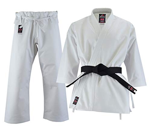 Malino professionelle Karate Gi Anzug Kinder und Erwachsene einheitliche Leinwand Baumwolle 14oz weiß (170, Beidseitig gebürstet) von Malino