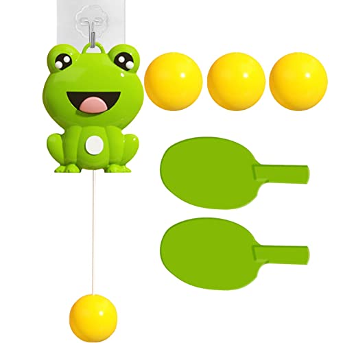 Indoor Tischtennis Zum Aufhängen,Kreatives Hänge Tischtennis Trainer Set,Tischtennisspielzeug,Tischtennistrainer Set,Hängendes Tischtennis Trainingsgerät Für Kinder（Hase/Frosch） von Maodom