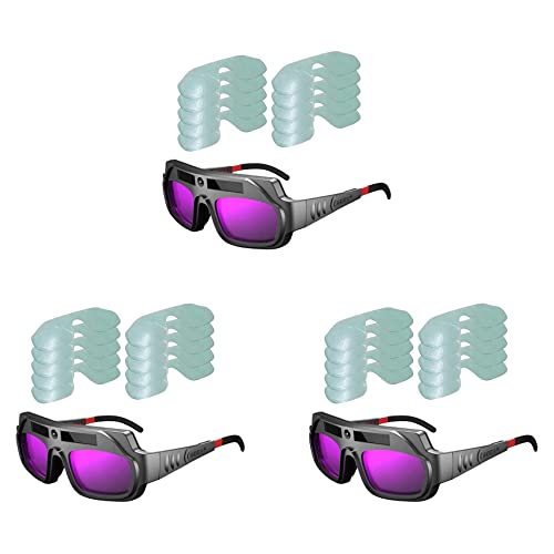 Marclix 3X Schweißerbrille mit Automatischer Verdunkelung, Kratzfeste Schweißerbrille mit Großer Sicht für Plasmaschnitt mit 30 Linsen von Marclix