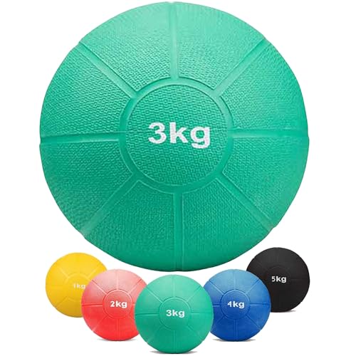 Matchu Sports | Medizinball | Medicine Ball | Vollgummi | Durchmesser 21 cm | 3KG | Grün von Matchu Sports