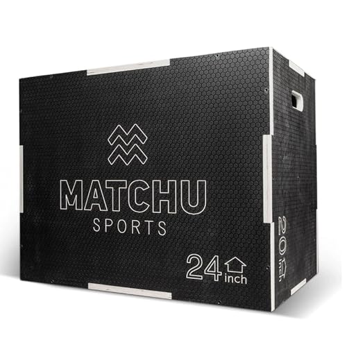 Matchu Sports - Plyo Box - Jump Box - Sprungbox - Crossfit Box - Einstellbar in 51, 61 und 76 cm (20/24/30 inch) - Anti-Rutsch - Holz - Tragfähigkeit 300 KG - Leicht zu Tragen - Schwarz von Matchu Sports