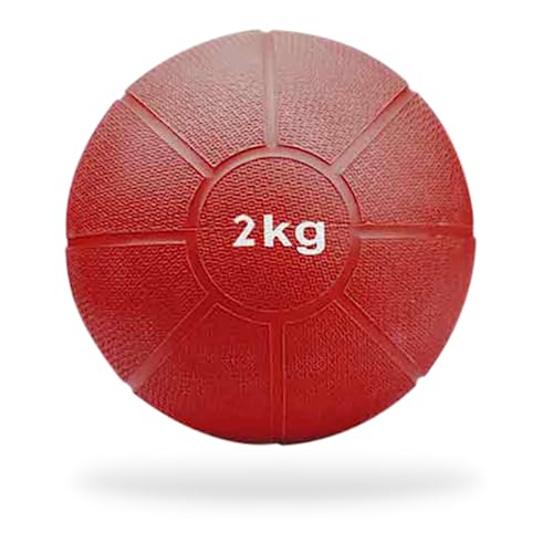 Matchu Sports | Medizinball | Medicine Ball | Vollgummi | Durchmesser 19 cm | 2KG | Rot von Matchu Sports