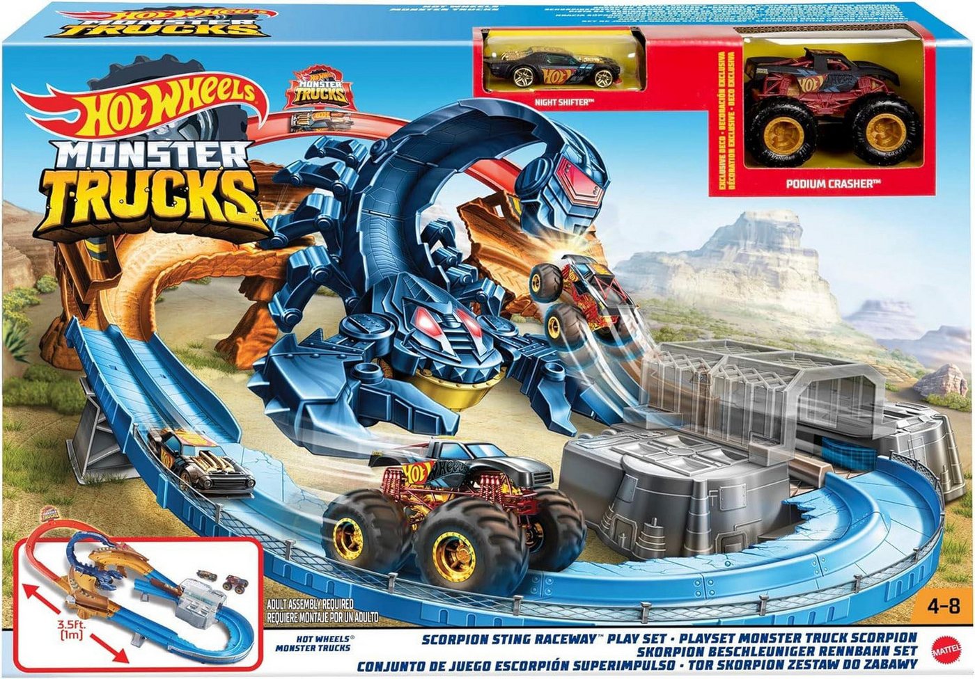Mattel® Autorennbahn Hot Wheels Monster Trucks Skorpion Beschleuniger Rennbahnset von Mattel®
