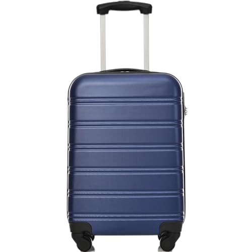 Merax Koffer Trolley Koffer, ABS Hartschalen, Gepäck, leicht Reisekoffer, Handgepäck, erweiterbar, 4 Rollen, Kombinationsschloss, M-55 * 36 * 22,5 cm, Blau von Merax