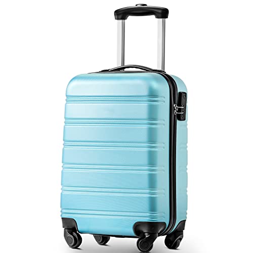 Merax Koffer Trolley Koffer, ABS Hartschalen, Gepäck, leicht Reisekoffer, Handgepäck, erweiterbar, 4 Rollen, Kombinationsschloss, M-55 * 36 * 22,5 cm, Hellblau von Merax