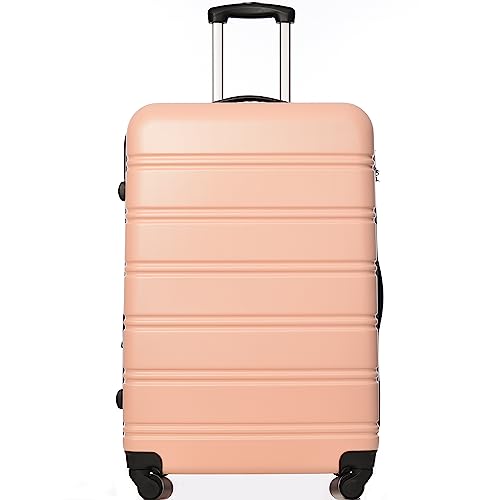 Merax Koffer Trolley Koffer, ABS Hartschalen, Gepäck, leicht Reisekoffer, Handgepäck, erweiterbar, 4 Rollen, Kombinationsschloss, XL-74,5 * 50,5 * 31,5 cm, Rosa von Merax