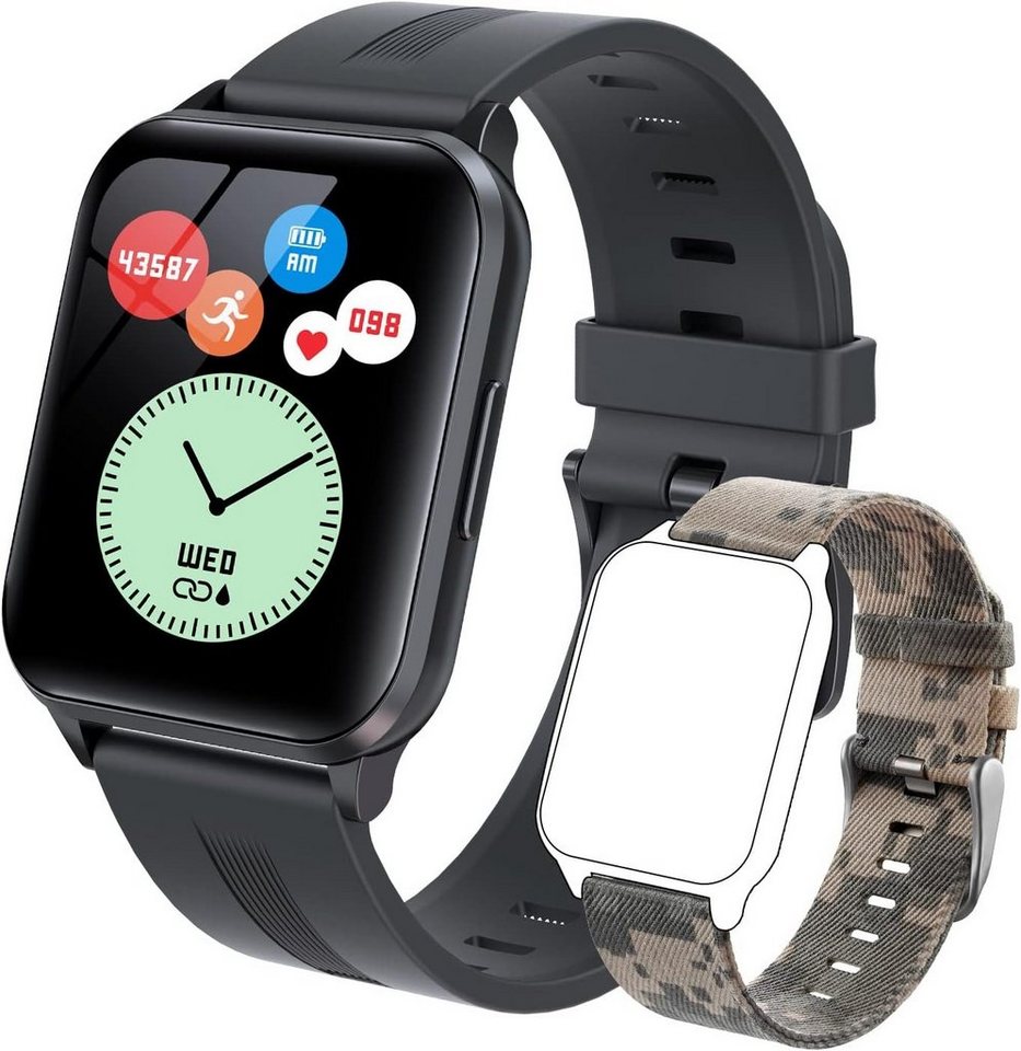 MicLee Smartwatch (1,69 Zoll, Android iOS), Fitnessuhr Pulsmesser Wasserdicht Armbanduhr Sportuhr Schrittzähler von MicLee