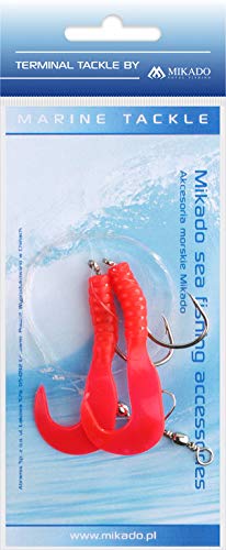 MIKADO Pilk D-Twist Rig, Doppeltwister-Rig in DREI Größen und Vier Farben von 5,5cm bis 14cm, ideal für Dorsch (01 - Rot, 14cm) von Mikado