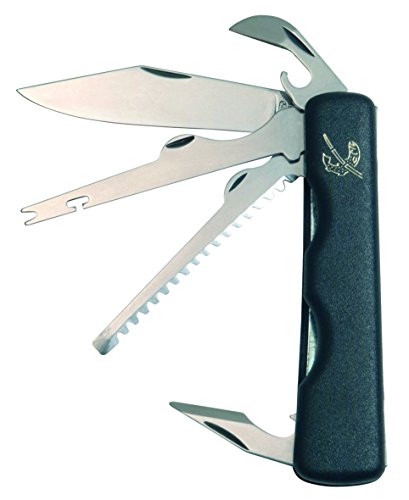 Mikov Angler Taschenmesser, 5 Funktionen Multitool Messer, BLACK Kunststoff Griff, scharfes Taschenmesser, Fischermesser Fischsäge 7,5cm ROSTFREI Klinge für Jagen/ Angeln/ Fischen, Multifunktionswerkzeug von Mikov