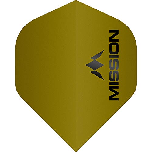 Mission Darts Mission Logo Dart Flights | Dickes 100 Mikron UV-Finish | Standard Nr. 2, Gold, 10 Sets mit 3 Flights (#_10xF1958) von Mission Darts