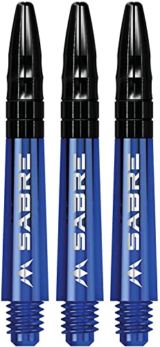 Mission Darts Sabre Shafts | Durable Polycarbonate Stems with Black Aluminium Top | 1 Set of 3 Shafts | Blue | Short (S1544) von Mission Darts