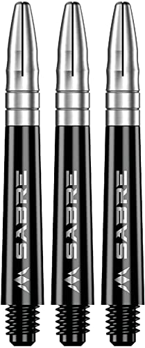 Mission Darts Sabre Shafts | Durable Black Polycarbonate Stems with Coloured Aluminium Top | 1 Set of 3 Shafts | Silver | Tweenie (S1522) von Mission Darts