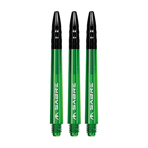 Mission Darts Sabre Shafts | Durable Polycarbonate Stems with Black Aluminium Top | 1 Set of 3 Shafts | Green | Medium (S1548) von Mission Darts
