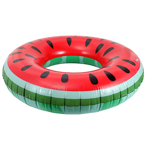 MoKo Schwimmring, 90cm Aufblasbar Schwimmreifen mit Schönem Mustern Swimming Pool Spielzeug Float Zubehör Luftmatratze für Kinder Erwachsene Beach Party, Rot & Wassermelone von MoKo