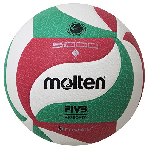 molten Erwachsene V5M5000 Volleyball, Grün/Weiß/Rot, 5 von Molten