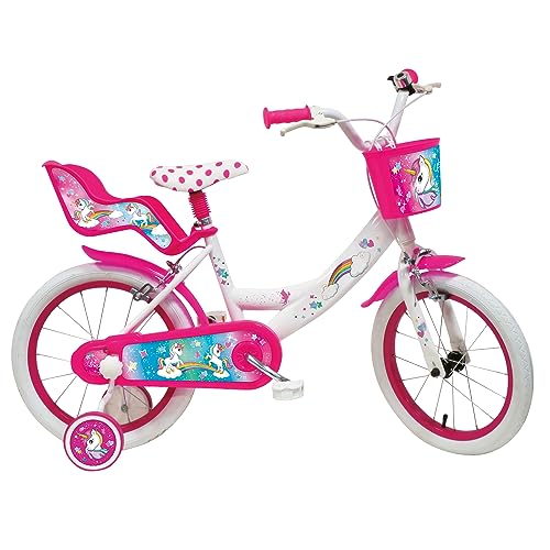 Mondo Toys - UNICORN Fahrrad -Kinder/Mädchen – Größe 16 Zoll – Rollen und Bremse vorne/hinten – 25591 von Mondo