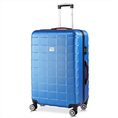 Monzana® Koffer Handgepäck Trolley mit TSA Schloss Zwillingsrollen Teleskopgriff Standfüße Größe XL Blau Reisekoffer Rollkoffer von Monzana