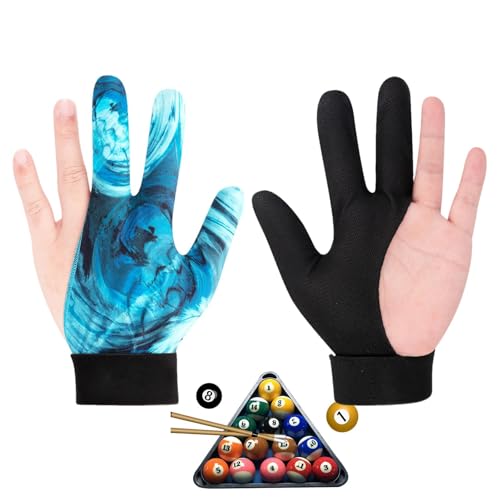 Moslalo Pool-Queue-Handschuhe, Billard-Handschuhe für Herren - 3-Finger-Poolhandschuhe für Billardschützen | Rutschfest, hochelastisch, einstellbare Enge für Karambolsportarten, passend für die rechte von Moslalo