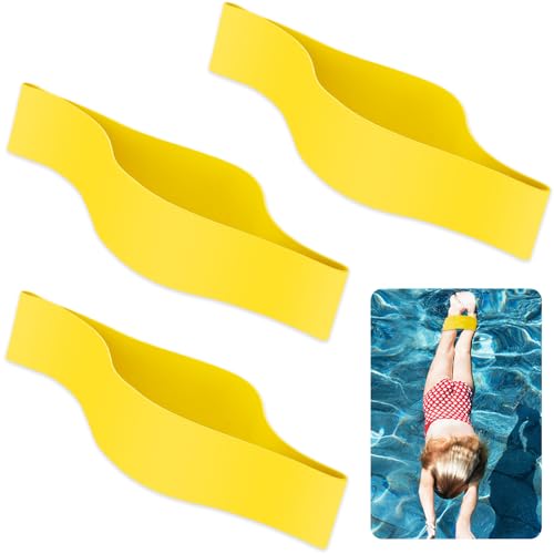 Motionchic Gummi-Knöchelriemen zum Schwimmen, gelb, Schwimmband, Schwimmausrüstung für Beine, Widerstandstraining, Krafttraining, Zubehör, 3 Stück von Motionchic