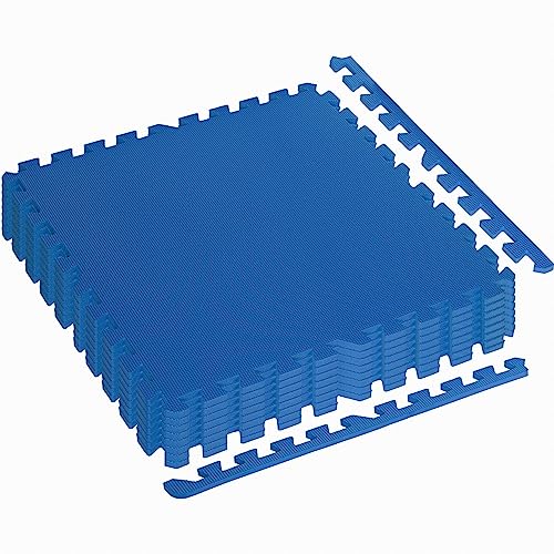 MOVIT® Boden-Schutzmatten, ca. 3 m², 8 Puzzle-Matten-Teile 60 x 60 x 1,2 cm inkl. 16 Endstücke, 11 Farben, Unterlegmatten Trainingsmatten, blau von MOVIT