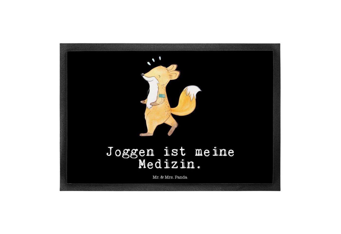 Fußmatte Fuchs Joggen Medizin - Schwarz - Geschenk, Haustürmatte, Sport, Gewin, Mr. & Mrs. Panda, Höhe: 0.6 mm von Mr. & Mrs. Panda