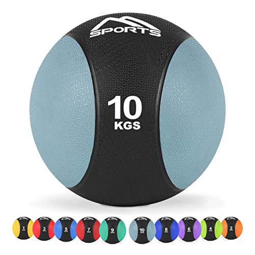 MSPORTS Medizinball 1 – 10 kg – Professionelle Studio-Qualität inkl. Übungsposter Gymnastikbälle (10 kg - Hellgrau) von MSPORTS
