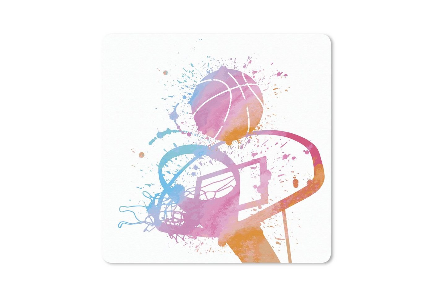 MuchoWow Gaming Mauspad Aquarellierte Illustration eines Basketballs mit Korb (1-St), Mousepad mit Rutschfester Unterseite, Gaming, 40x40 cm, XXL, Großes von MuchoWow