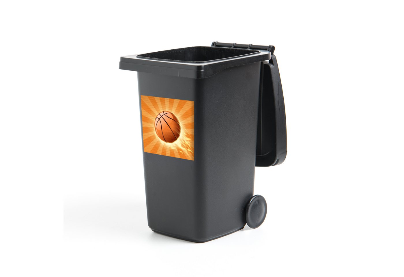 MuchoWow Wandsticker Eine orangefarbene Illustration eines Basketballs, der Geschwindigkeit (1 St), Mülleimer-aufkleber, Mülltonne, Sticker, Container, Abfalbehälter von MuchoWow