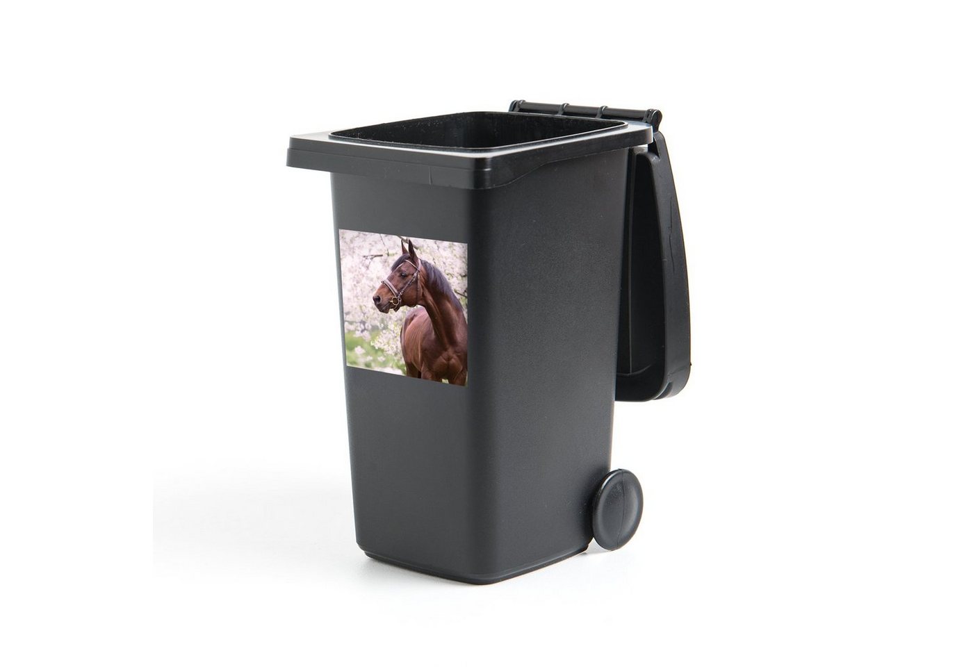 MuchoWow Wandsticker Pferd - Sakura - Halfter (1 St), Mülleimer-aufkleber, Mülltonne, Sticker, Container, Abfalbehälter von MuchoWow