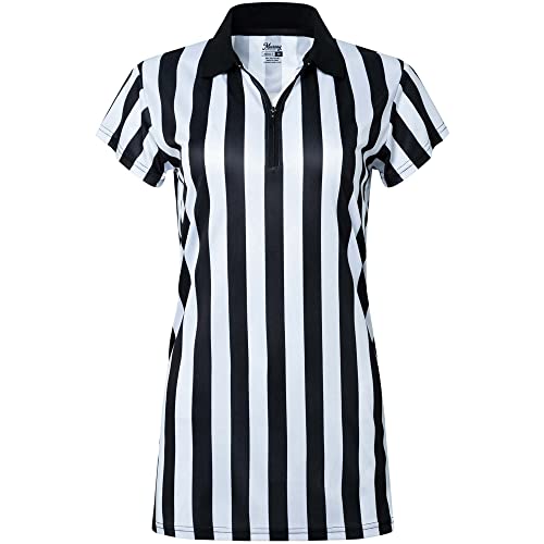 Murray Sporting Goods Schiedsrichter-Shirt für Damen, mit Kragen, schwarz-weiß gestreift, offizielles Trikot für Refs, Schiedsrichter-Kostüm, Kellnerinnen und mehr (XL) von Murray Sporting Goods