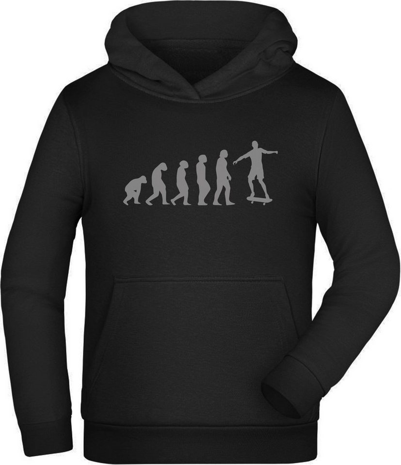 MyDesign24 Hoodie Kinder Kapuzensweater - Evolution vom Affen zum Skater Kapuzenpulli mit Aufdruck, i556 von MyDesign24