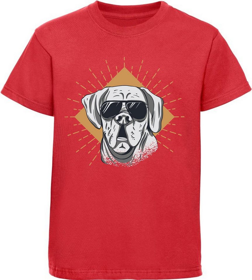 MyDesign24 Print-Shirt bedrucktes Kinder Hunde T-Shirt - Cooler Hund mit Sonnenbrille Baumwollshirt mit Aufdruck, i224 von MyDesign24