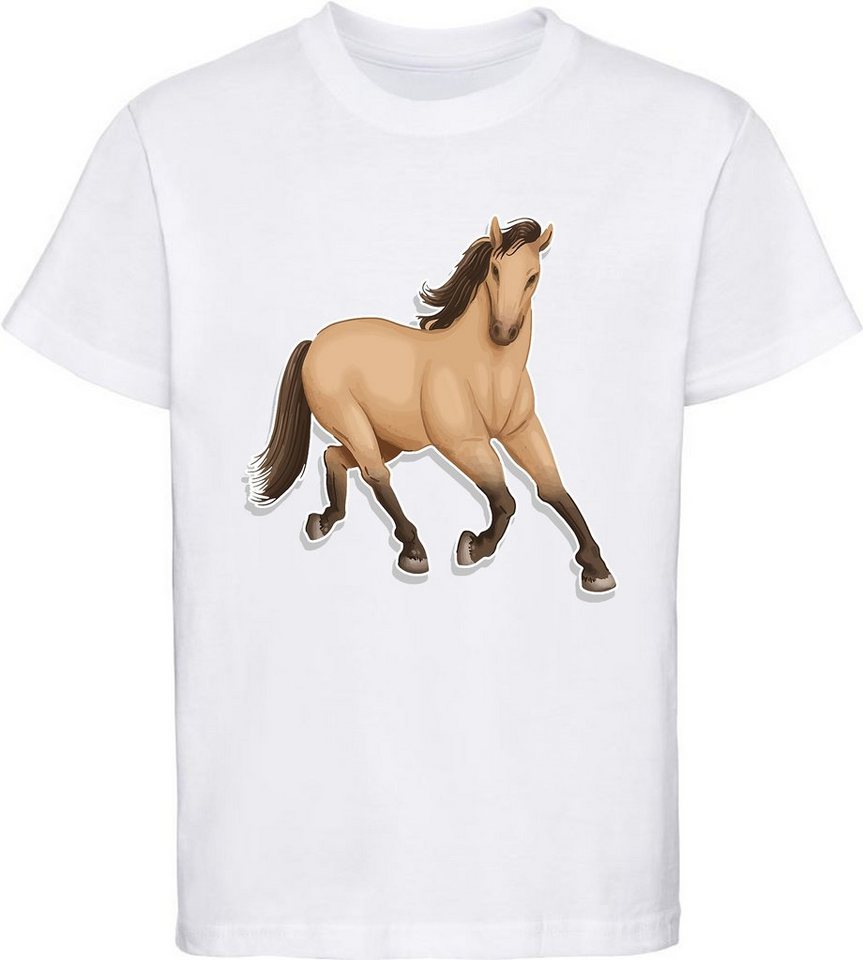 MyDesign24 Print-Shirt bedrucktes Kinder Mädchen T-Shirt - Laufendes Pferd Baumwollshirt mit Aufdruck, i174 von MyDesign24