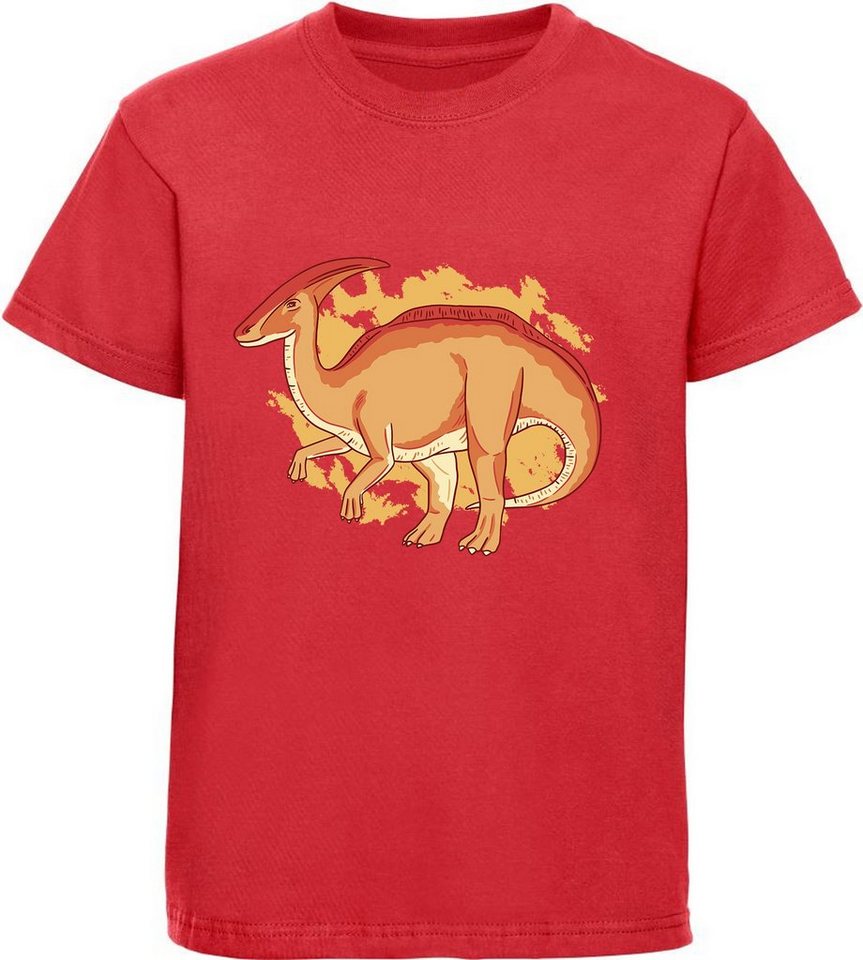 MyDesign24 Print-Shirt bedrucktes Kinder T-Shirt mit Parasaurolophus Baumwollshirt mit Dino, schwarz, weiß, rot, blau, i86 von MyDesign24