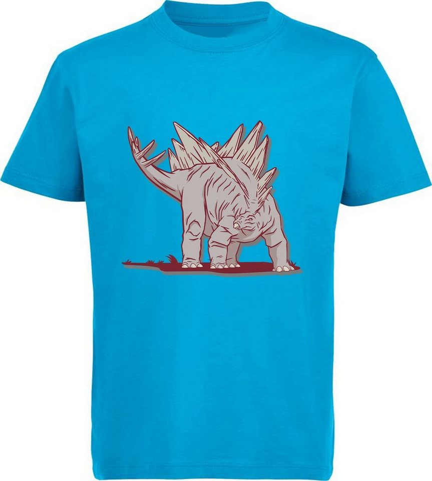 MyDesign24 Print-Shirt bedrucktes Kinder T-Shirt mit Stegosaurus Baumwollshirt mit Dino, schwarz, weiß, rot, blau, i88 von MyDesign24