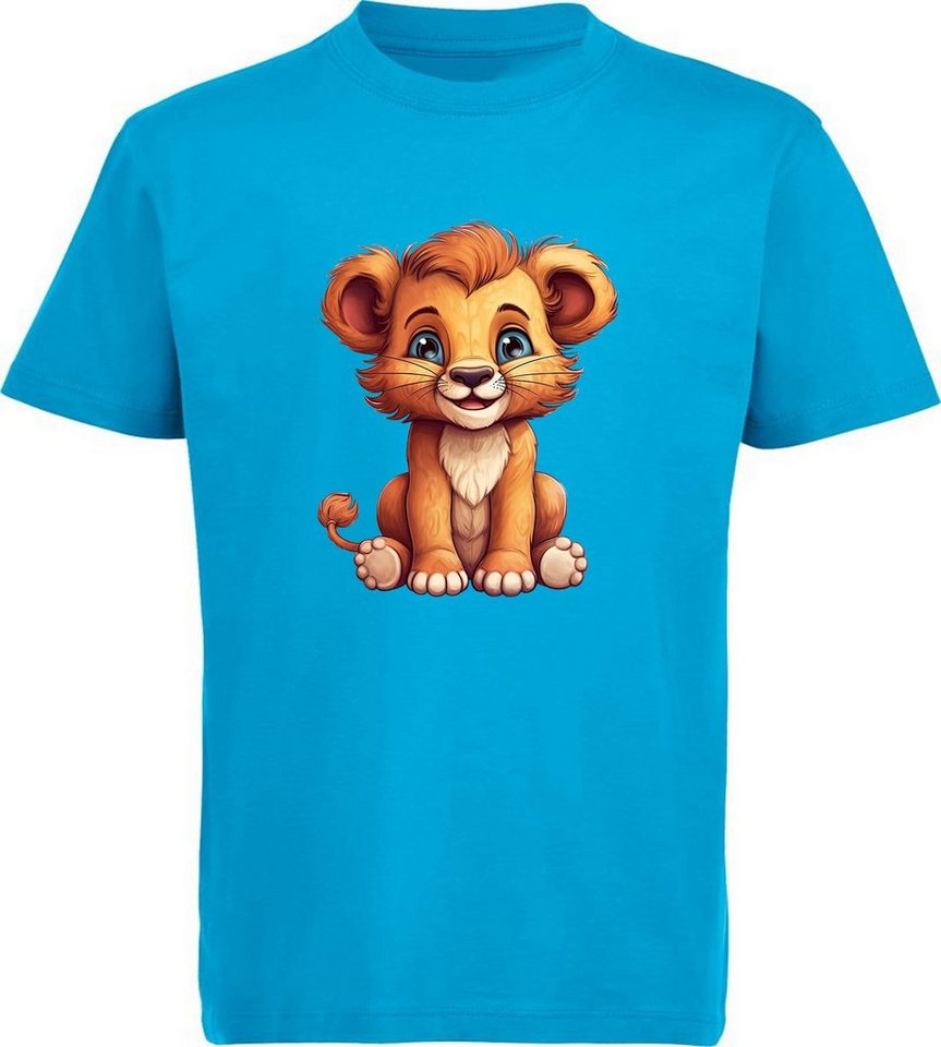 MyDesign24 T-Shirt Kinder Wildtier Print Shirt bedruckt - Baby Löwe Baumwollshirt mit Aufdruck, i267 von MyDesign24