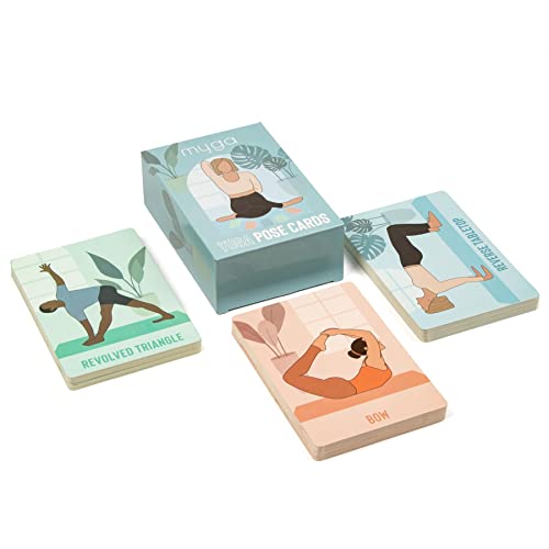 Myga Yoga-Pose-Karten – 70 Übungskarten für Yoga, Fitness und Ganzkörpertraining – Lernkarten zur Verbesserung der Gesundheit und Flexibilität – ideal für Zuhause, Fitnessstudio und Reisen von Myga
