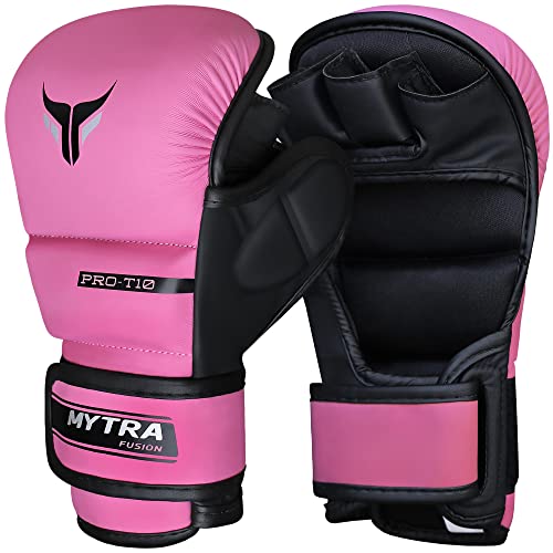 Mytra Fusion 7-oz Damen MMA Handschuhe Offene belüftete Handfläche MMA Sparring Handschuhe (M, Pink) von Mytra Fusion
