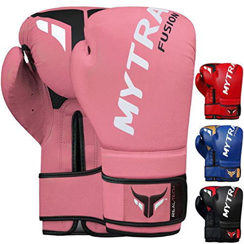 Mytra Fusion Boxhandschuhe 10oz 12oz 14oz 16oz MMA Box Handschuhe für das Training Punching Sparring Muay Thai Boxhandschuhe männer and Damen Kickbox Handschuhe (Pink, 16-oz) von Mytra Fusion