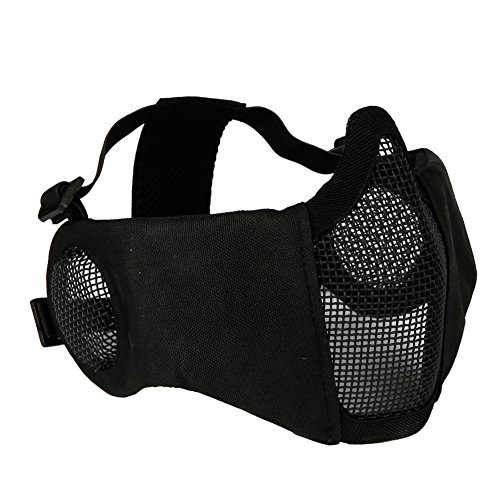 NC Airsoft Faltbare Mesh-Maske-Militärische Taktische Mesh-Halbmaske mit Gehörschutz, geeignet für Paintball, Airsoft/BB/CS von N\C