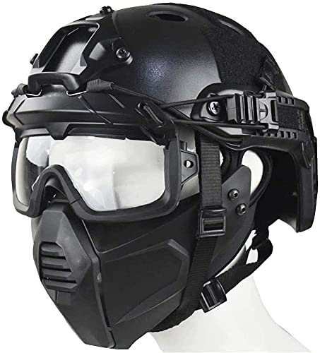 Taktischer Airsoft-Schutzhelm mit 3D-Split-Schutzbrille und halber Gesichtsschutzmaske, geeignet für Paintball-Schießen BB Gun Outdoor CS-Spiele von N\C