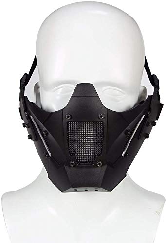Airsoft Steel Mesh Mask Schutzmaske für das untere Gesicht im Militärstil, geeignet für schnelle Helme, für die Jagd auf Paintball CS-Spiele BB Gun Shooting von N / A