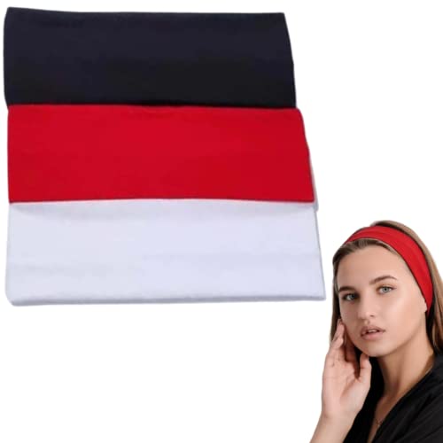 NARAMAKI Elastisches Haarband – Set aus 3 elastischen Bändern, 100 % Baumwolle für Damen und Herren (Schwarz Rot Weiß) von NARAMAKI