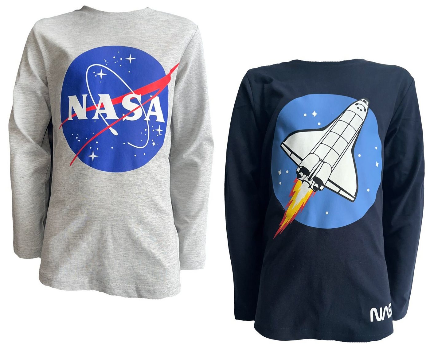 NASA Langarmshirt 2x NASA Langarm T-Shirts Doppelpack Jungen + Mädchen Sweatshirt NASA Logo Druck von NASA