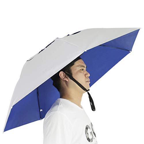 NEW-Vi Angelschirm Regenschirm Hut faltbar verstellbar Multifunktional Outdoor Kopfbedeckung, Silver/Blue von NEW-Vi