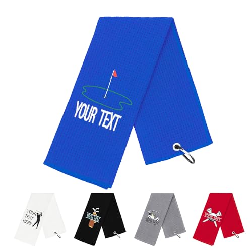 NGTSFLY Lustiges Golf Handtuch, Personalisierte Bestickte Golfhandtücher für Golftaschen mit Clip, Golfgeschenk für Männer Frauen, Leicht zu Reinigendes Golfzubehör, 40 x 60 cm (Blau) von NGTSFLY